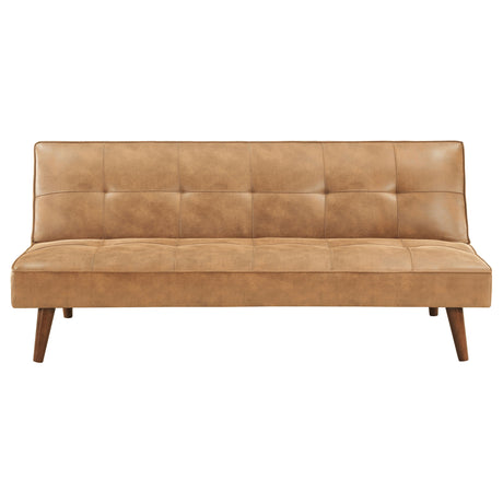 Jenson Armless Convertible Sofa Bed - Biscuit-Tufted Faux Leather in Saddle Brown or Dark Coffee – view 7