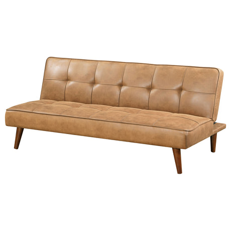 Jenson Armless Convertible Sofa Bed - Biscuit-Tufted Faux Leather in Saddle Brown or Dark Coffee – view 8