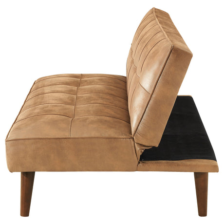 Jenson Armless Convertible Sofa Bed - Biscuit-Tufted Faux Leather in Saddle Brown or Dark Coffee – view 9