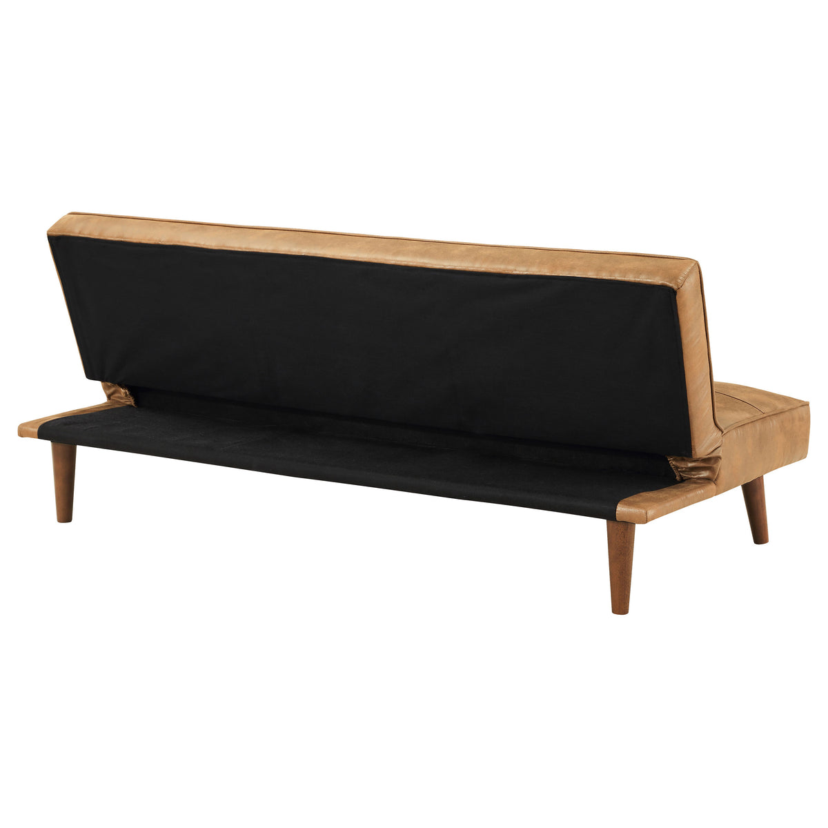 Jenson Armless Convertible Sofa Bed - Biscuit-Tufted Faux Leather in Saddle Brown or Dark Coffee – view 11