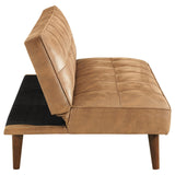 Jenson Armless Convertible Sofa Bed - Biscuit-Tufted Faux Leather in Saddle Brown or Dark Coffee – view 12