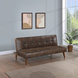 Jenson Armless Convertible Sofa Bed - Biscuit-Tufted Faux Leather in Saddle Brown or Dark Coffee – view 2