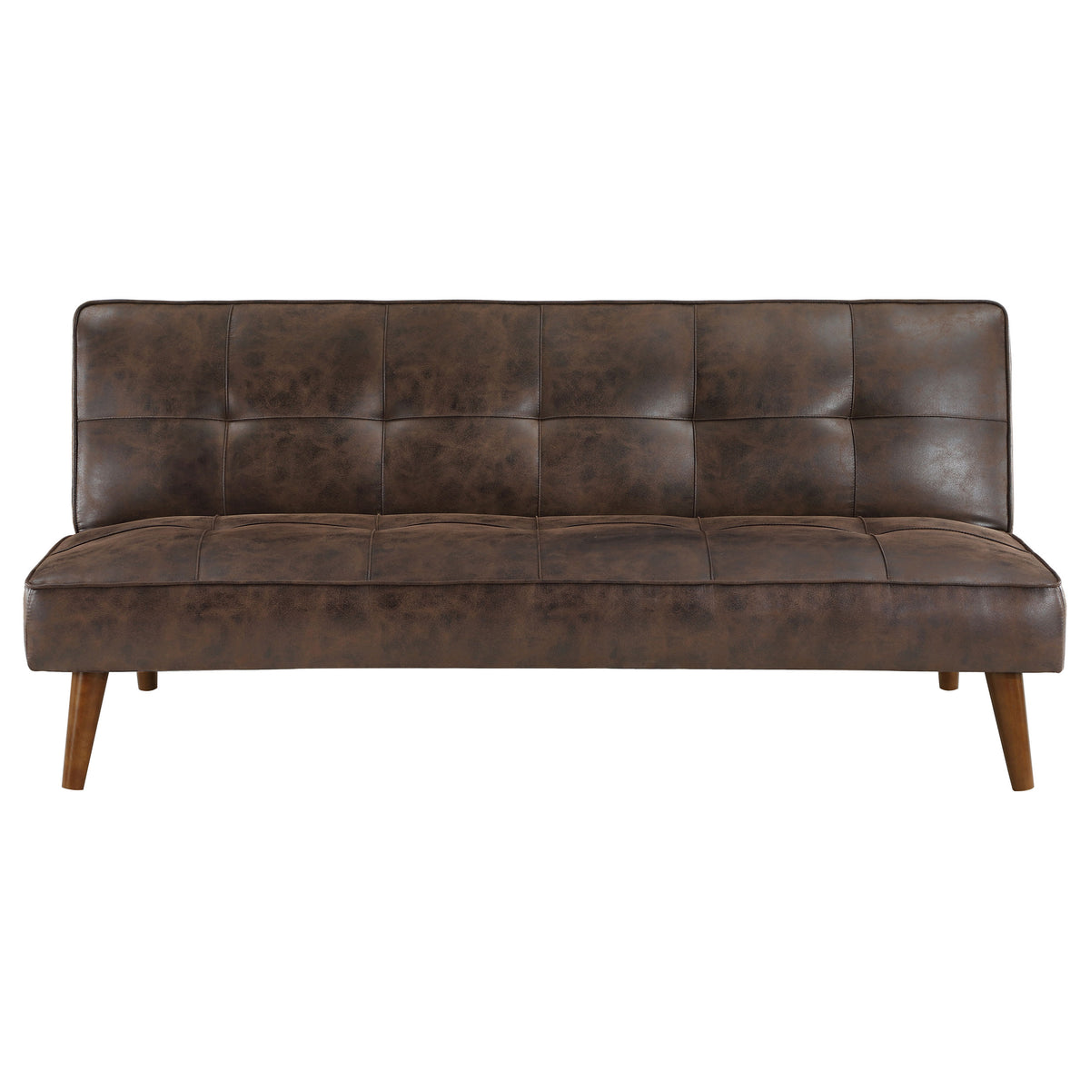 Jenson Armless Convertible Sofa Bed - Biscuit-Tufted Faux Leather in Saddle Brown or Dark Coffee – view 17