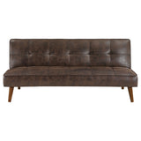 Jenson Armless Convertible Sofa Bed - Biscuit-Tufted Faux Leather in Saddle Brown or Dark Coffee – view 17