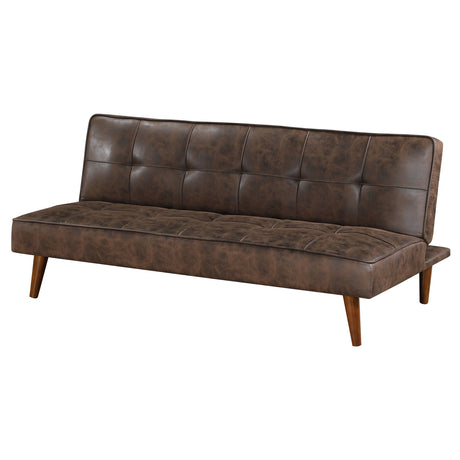 Jenson Armless Convertible Sofa Bed - Biscuit-Tufted Faux Leather in Saddle Brown or Dark Coffee – view 18