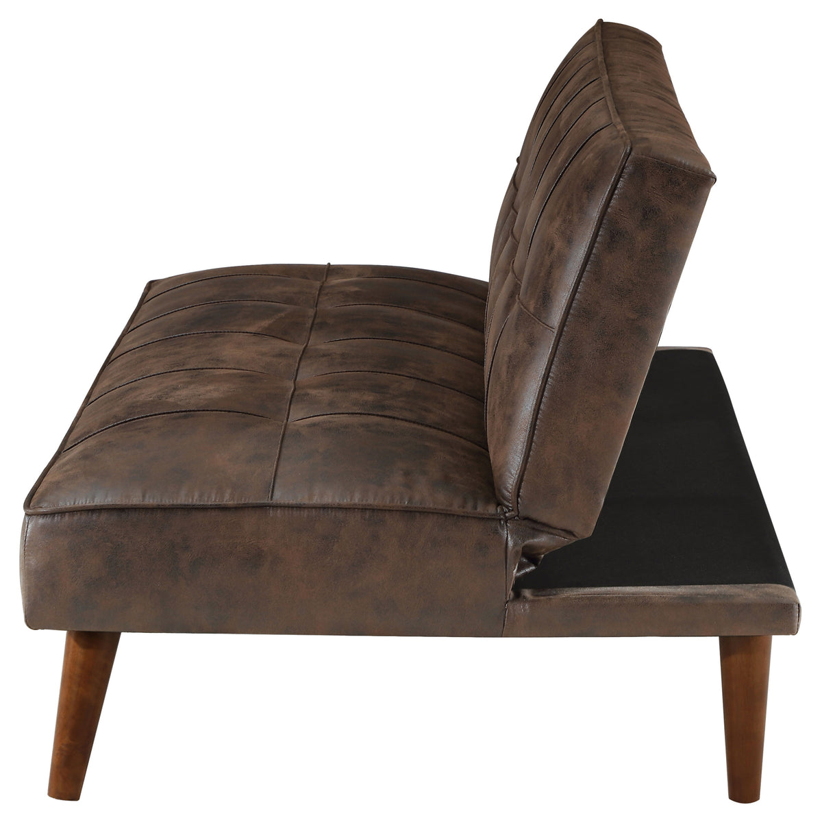 Jenson Armless Convertible Sofa Bed - Biscuit-Tufted Faux Leather in Saddle Brown or Dark Coffee – view 19