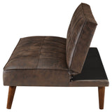 Jenson Armless Convertible Sofa Bed - Biscuit-Tufted Faux Leather in Saddle Brown or Dark Coffee – view 19