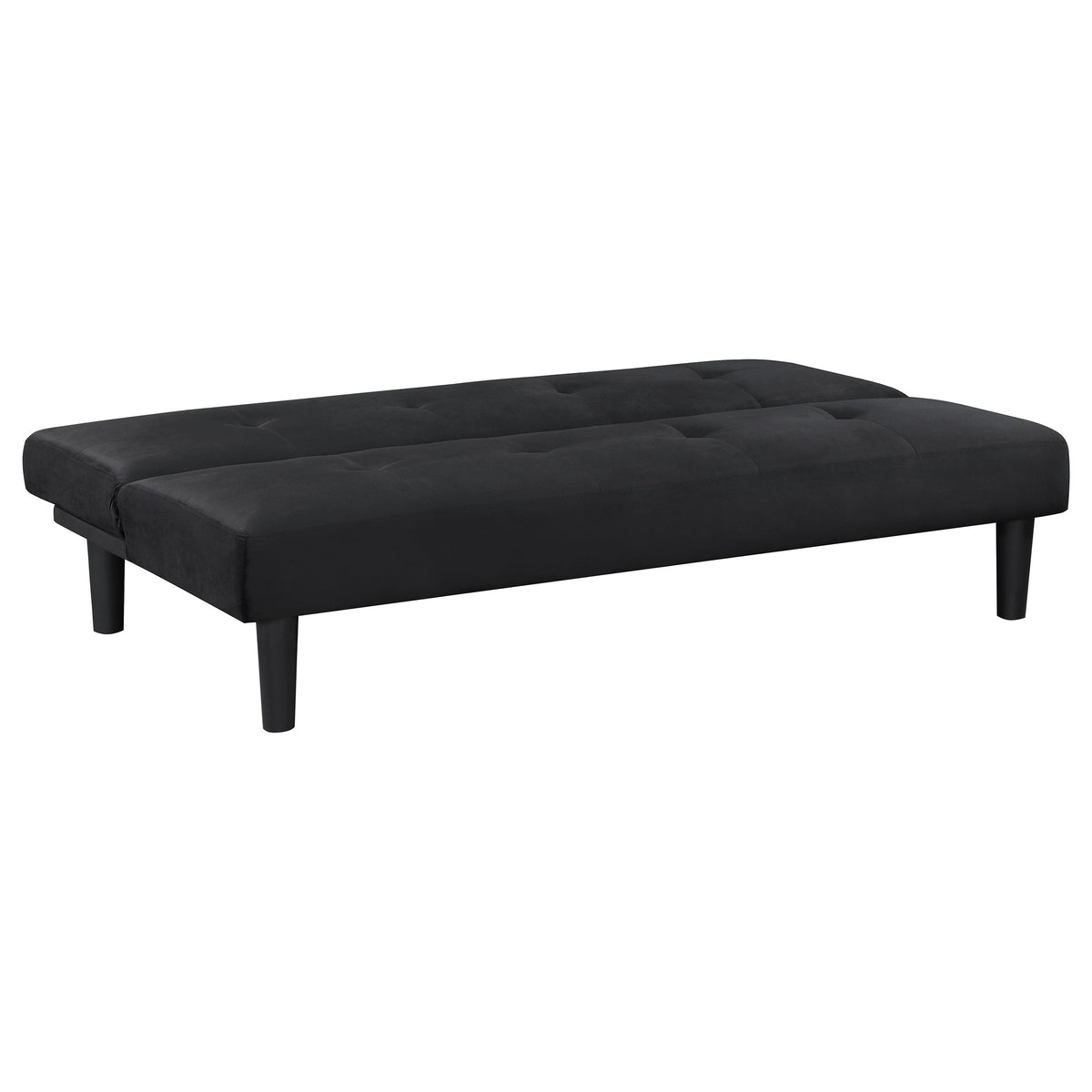 Stanford Armless Convertible Sofa Bed - Black Velvet with Linear Tufting – view 4
