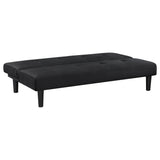 Stanford Armless Convertible Sofa Bed - Black Velvet with Linear Tufting – view 4