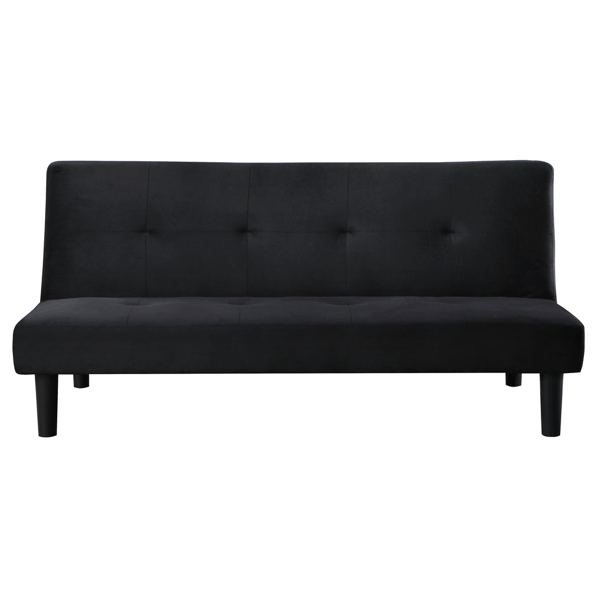 Stanford Armless Convertible Sofa Bed - Black Velvet with Linear Tufting – view 5