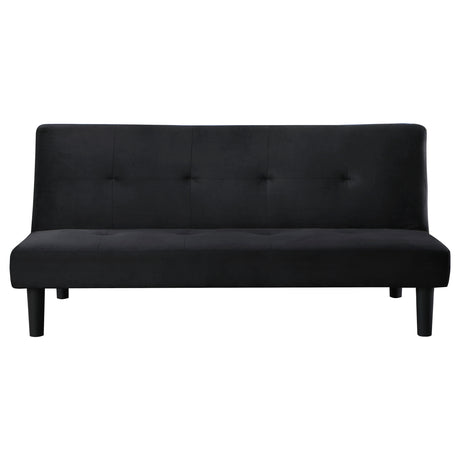 Stanford Armless Convertible Sofa Bed - Black Velvet with Linear Tufting – view 5
