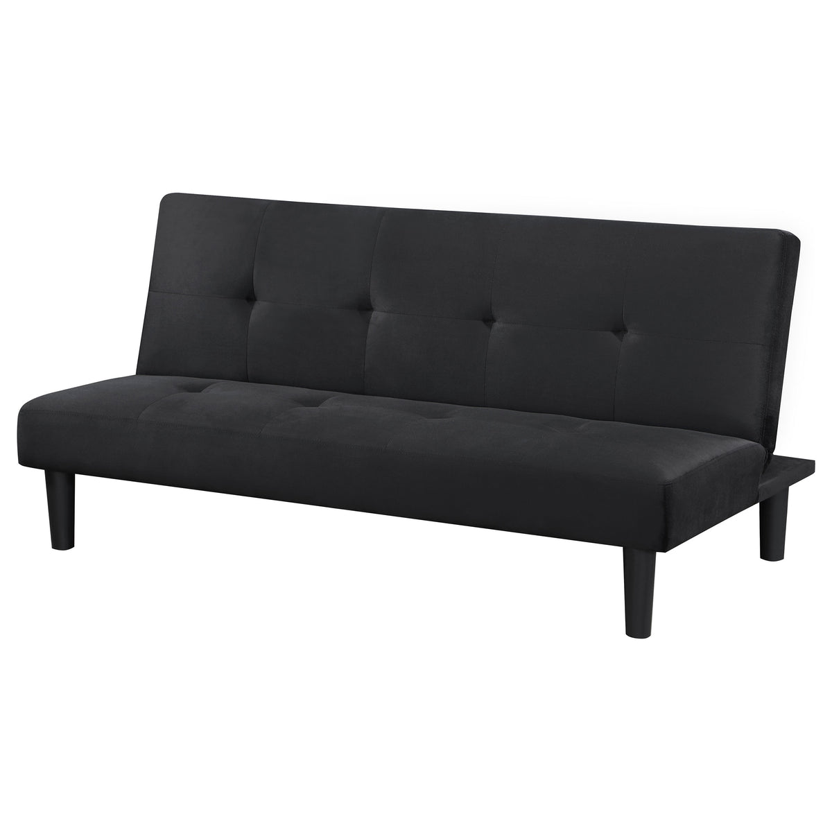 Stanford Armless Convertible Sofa Bed - Black Velvet with Linear Tufting – view 6