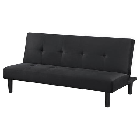 Stanford Armless Convertible Sofa Bed - Black Velvet with Linear Tufting – view 6
