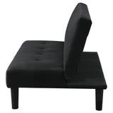 Stanford Armless Convertible Sofa Bed - Black Velvet with Linear Tufting – view 7