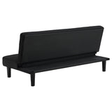 Stanford Armless Convertible Sofa Bed - Black Velvet with Linear Tufting – view 8