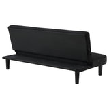 Stanford Armless Convertible Sofa Bed - Black Velvet with Linear Tufting – view 9
