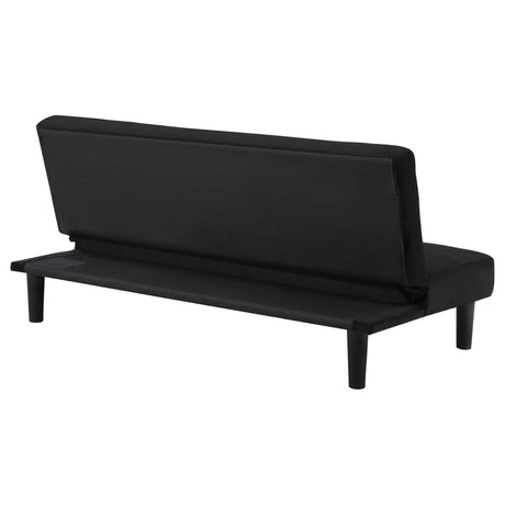 Stanford Armless Convertible Sofa Bed - Black Velvet with Linear Tufting – view 9