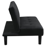 Stanford Armless Convertible Sofa Bed - Black Velvet with Linear Tufting – view 10