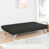 Joel Grid-Tufted Convertible Sofa Bed - Black Fabric with Chrome Legs, Compact Guest Sleeper – view 3