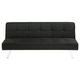 Joel Grid-Tufted Convertible Sofa Bed - Black Fabric with Chrome Legs, Compact Guest Sleeper – view 5