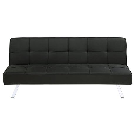 Joel Grid-Tufted Convertible Sofa Bed - Black Fabric with Chrome Legs, Compact Guest Sleeper – view 5
