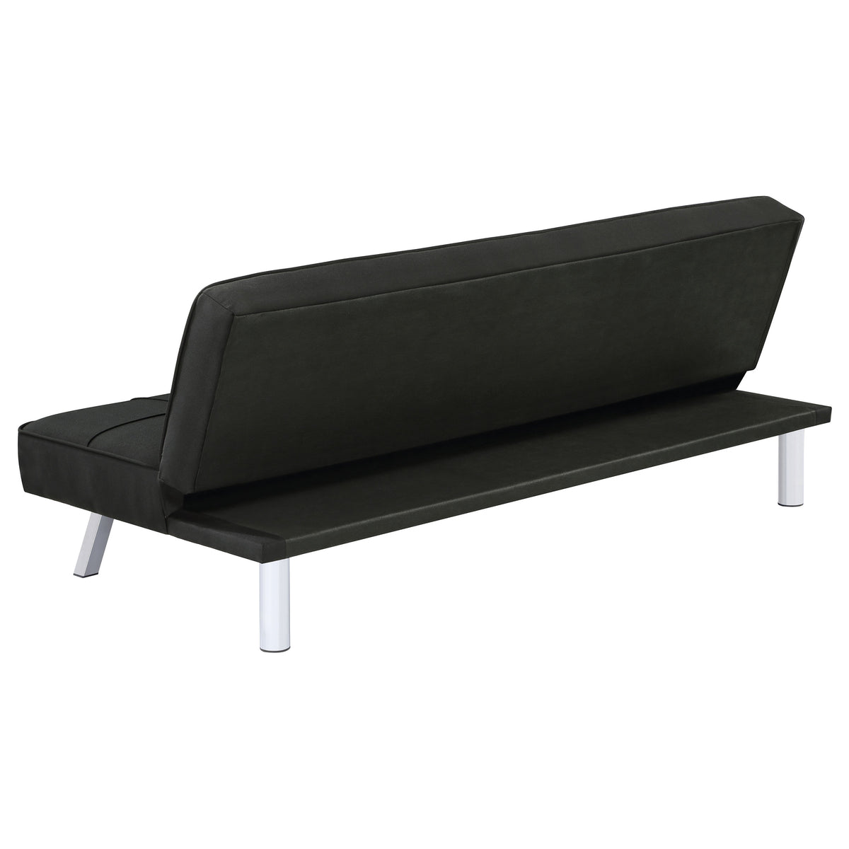 Joel Grid-Tufted Convertible Sofa Bed - Black Fabric with Chrome Legs, Compact Guest Sleeper – view 6