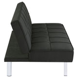 Joel Grid-Tufted Convertible Sofa Bed - Black Fabric with Chrome Legs, Compact Guest Sleeper – view 7
