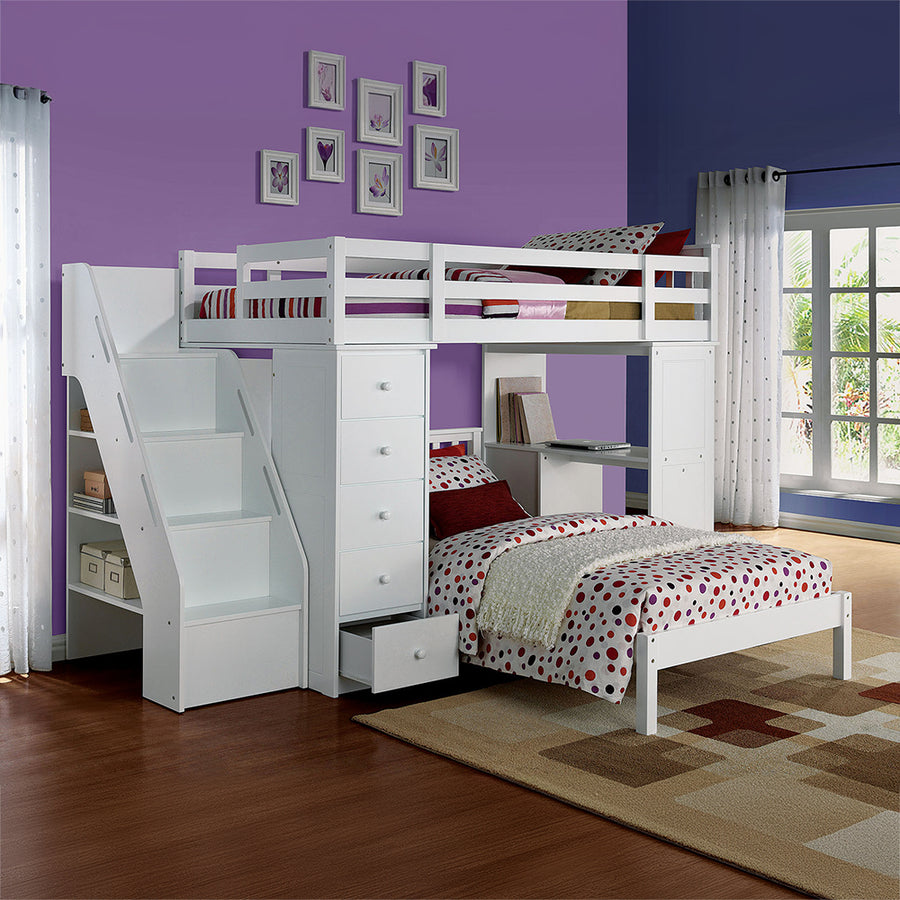Freya Twin Bed - Mission-Style Panel Headboard & Slat System in White