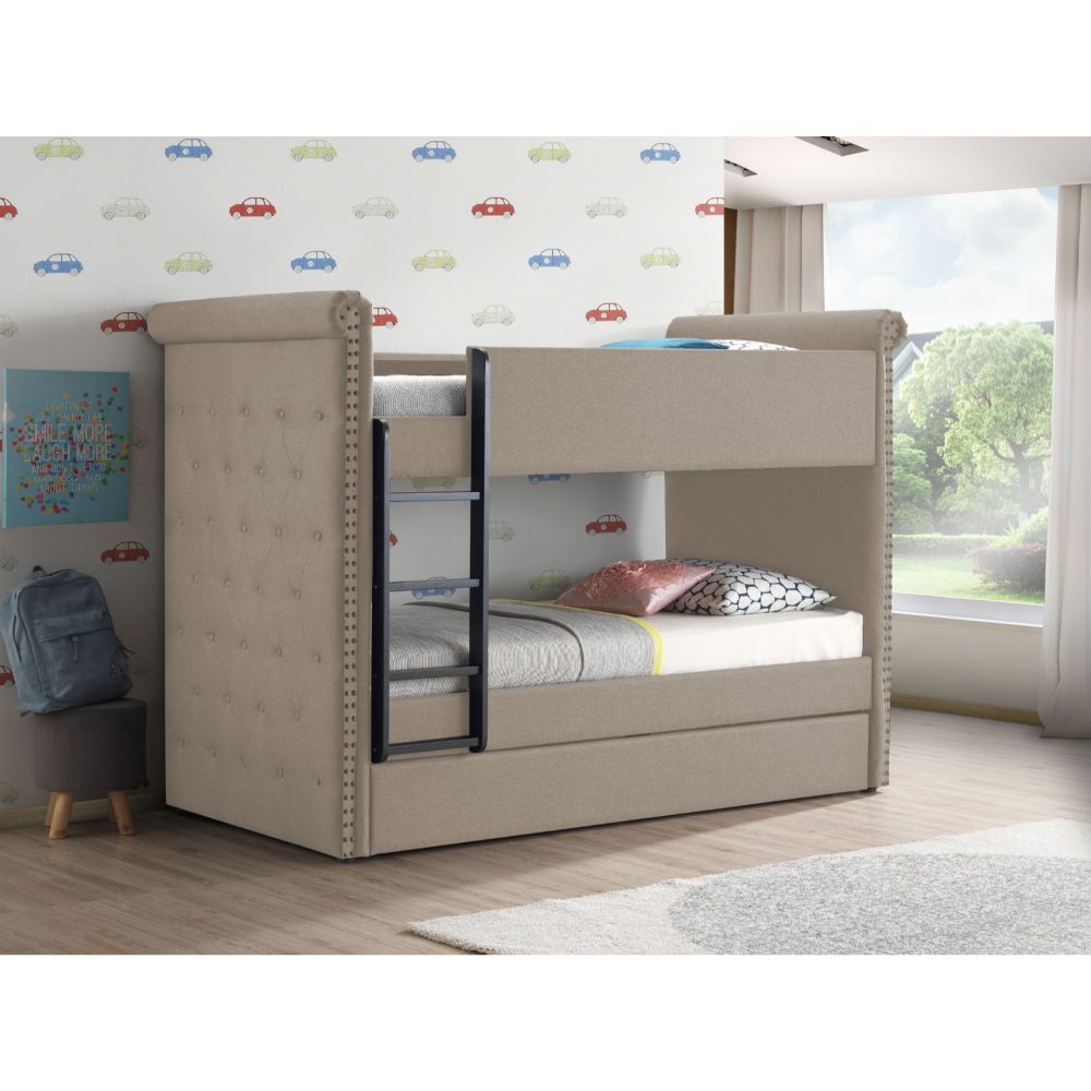Romana II Upholstered Twin over Twin Bunk Bed with Trundle