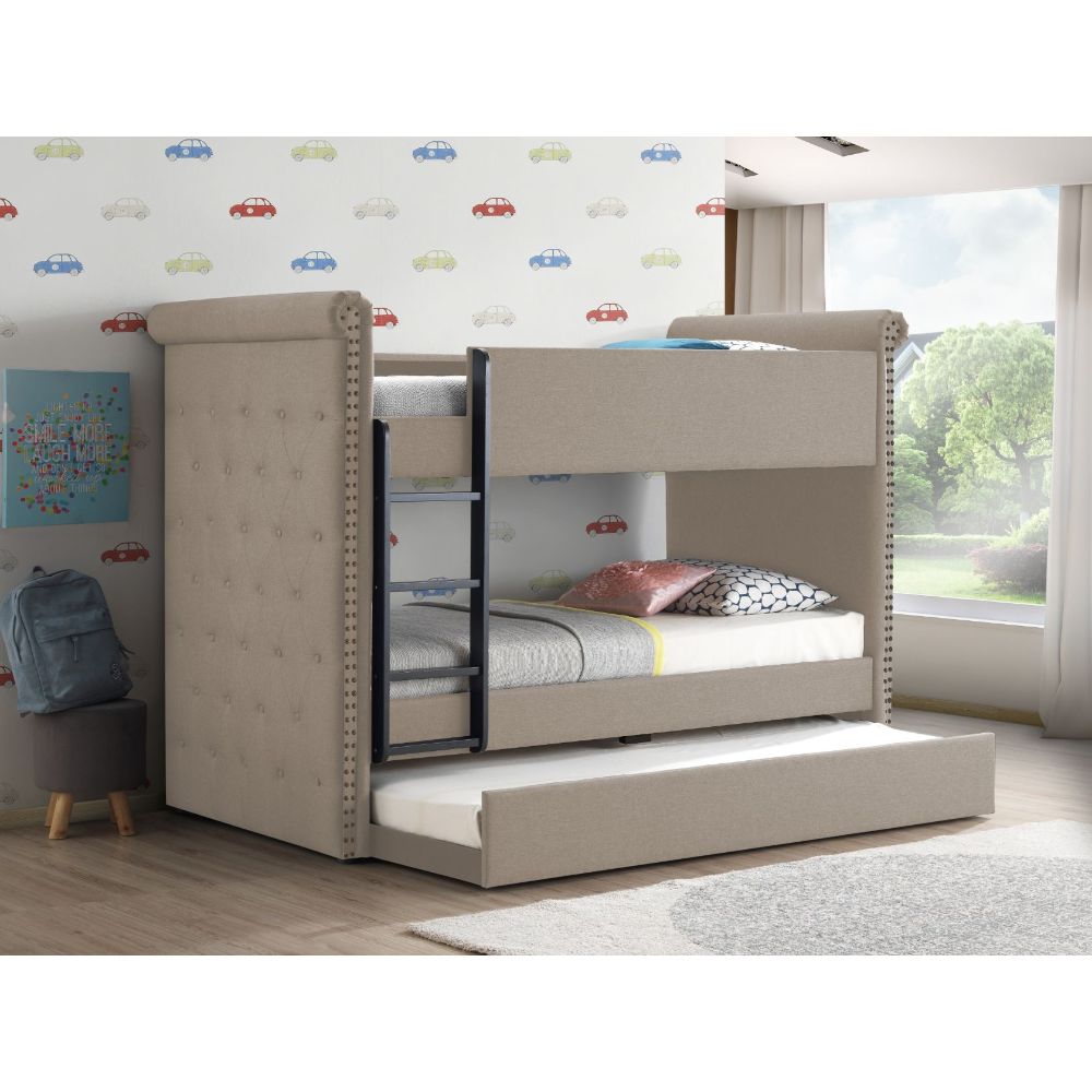 Romana II Upholstered Twin over Twin Bunk Bed with Trundle