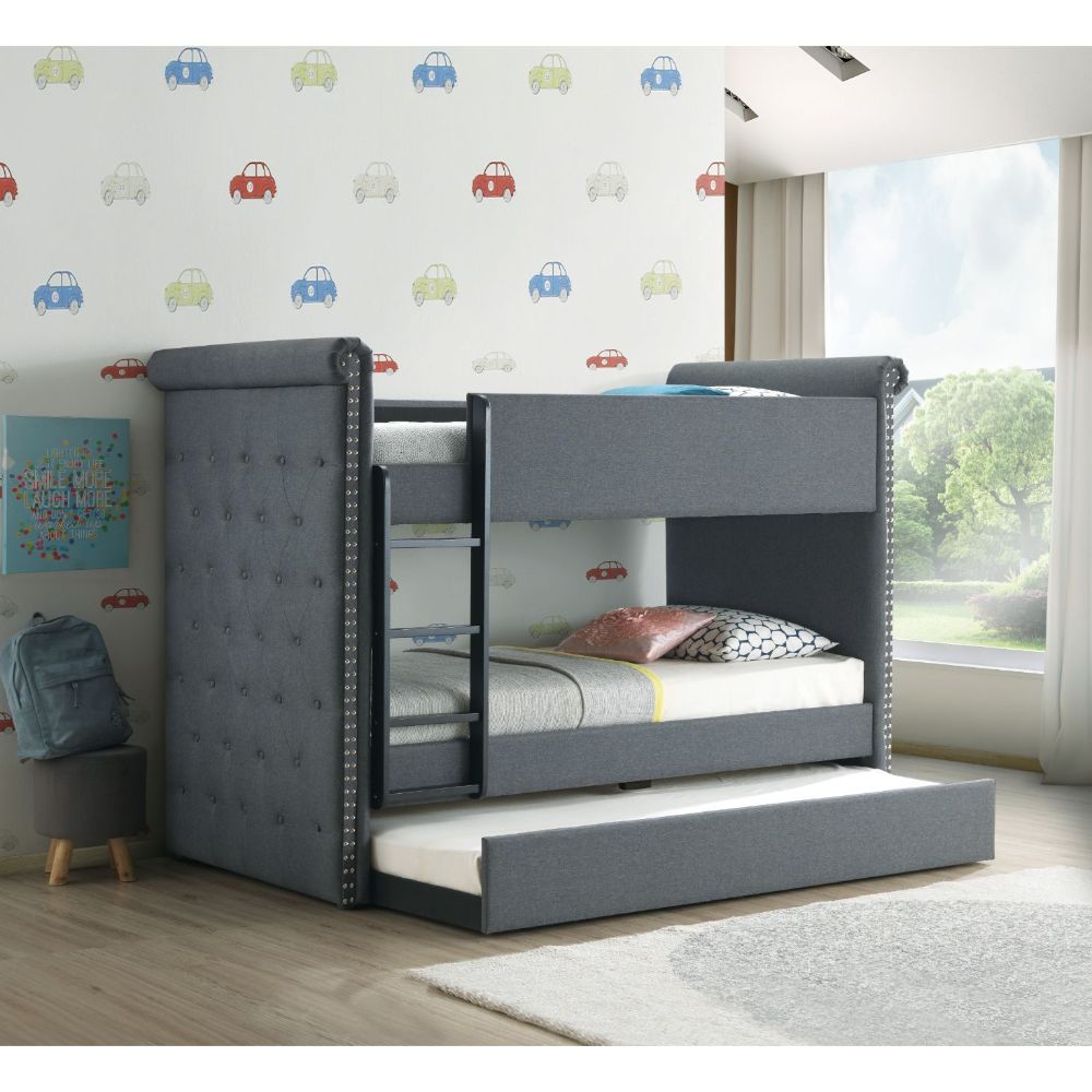 Romana II Upholstered Twin over Twin Bunk Bed with Trundle
