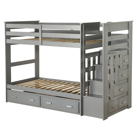 Allentown Twin over Twin Bunk Bed with Trundle & Storage Staircase