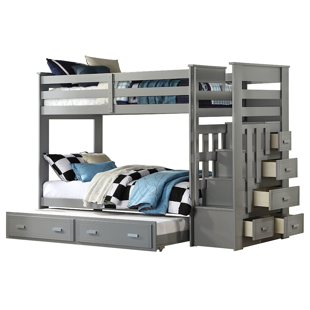 Allentown Twin over Twin Bunk Bed with Trundle & Storage Staircase