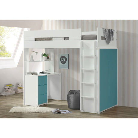 Nerice Twin Loft Bed with Desk & Wardrobe