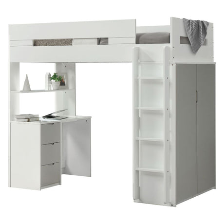 Nerice Twin Loft Bed with Desk & Wardrobe