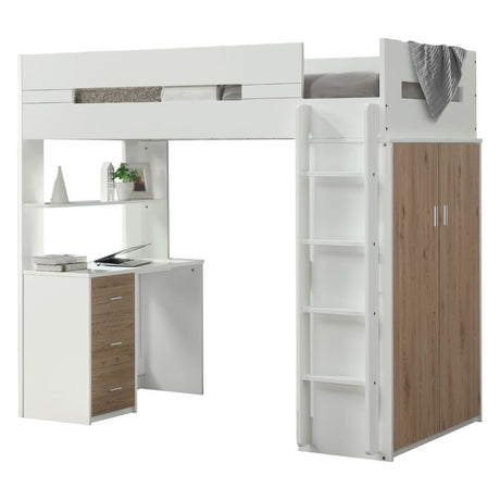 Nerice Twin Loft Bed with Desk & Wardrobe