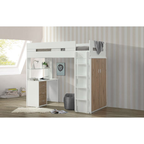 Nerice Twin Loft Bed with Desk & Wardrobe