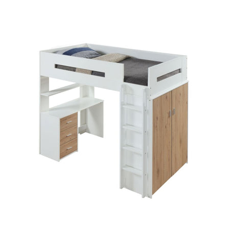 Nerice Twin Loft Bed with Desk & Wardrobe