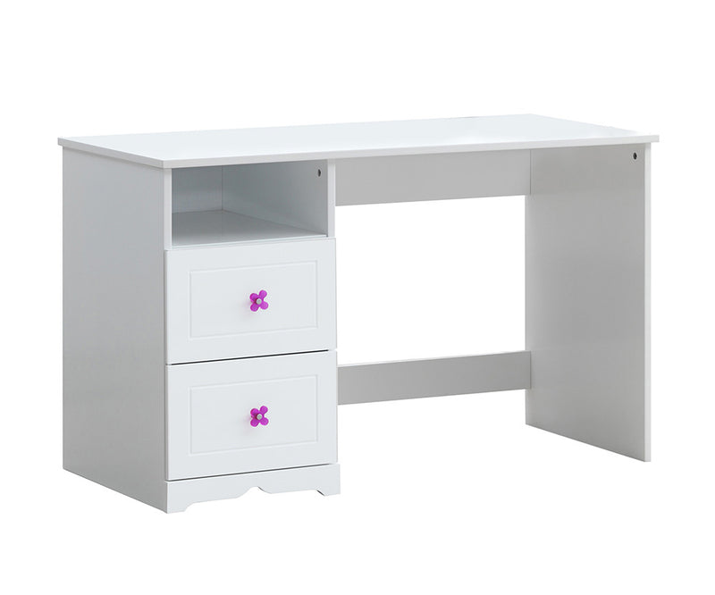 Meyer Writing Desk & Hutch - Sled Base with Wave Pattern in White