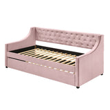 Lianna Button-Tufted Velvet Daybed with Trundle
