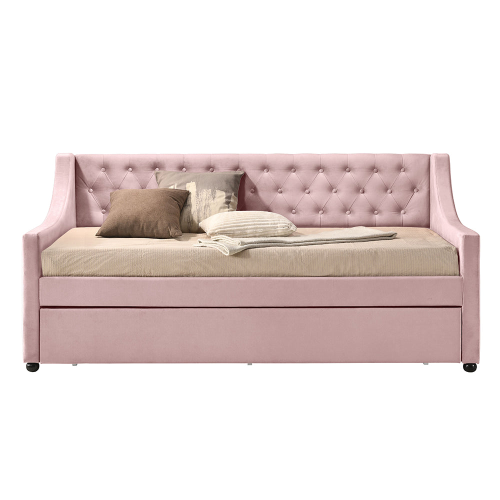 Lianna Button-Tufted Velvet Daybed with Trundle
