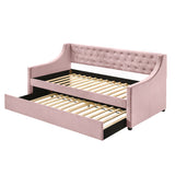 Lianna Button-Tufted Velvet Daybed with Trundle