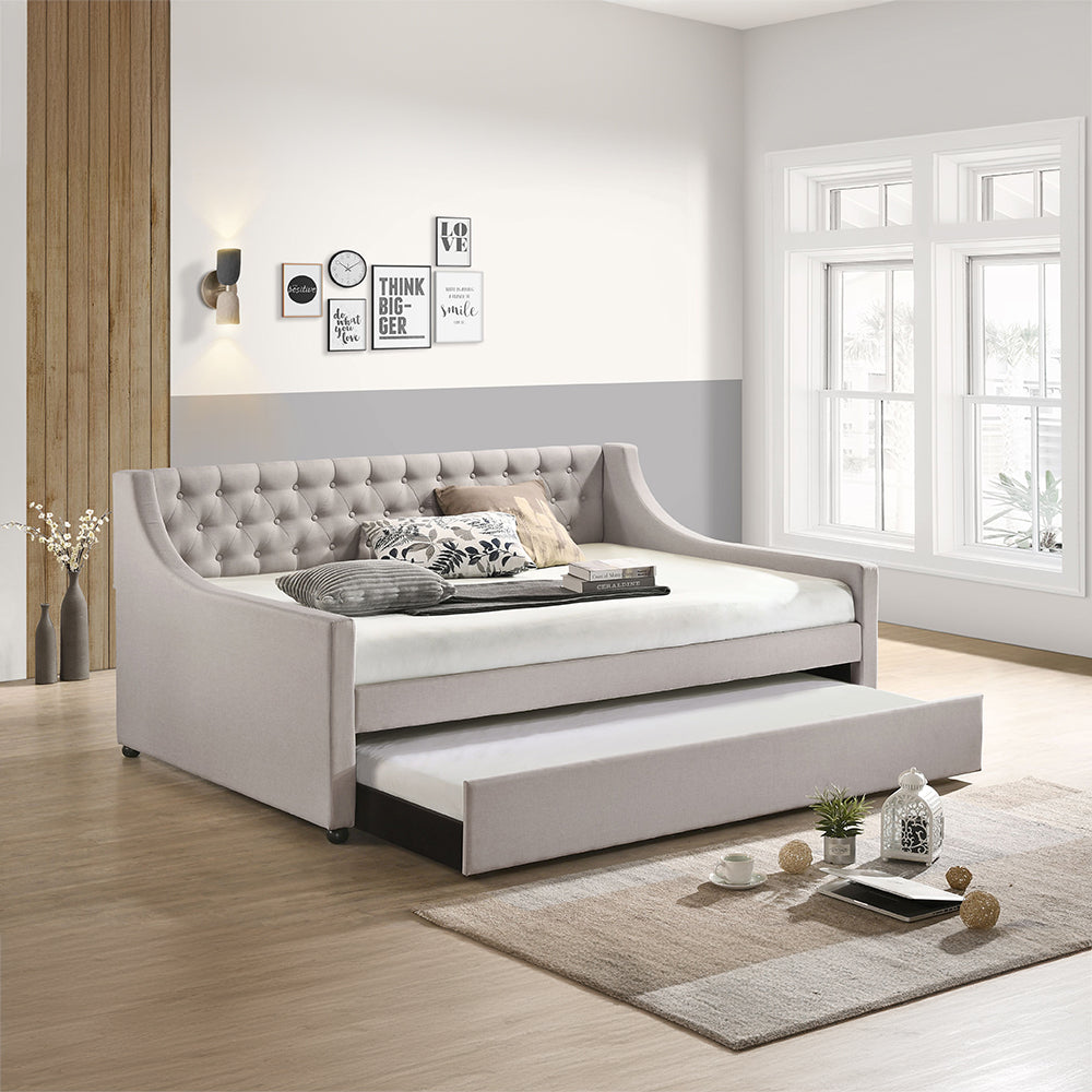 Lianna Button-Tufted Velvet Daybed with Trundle