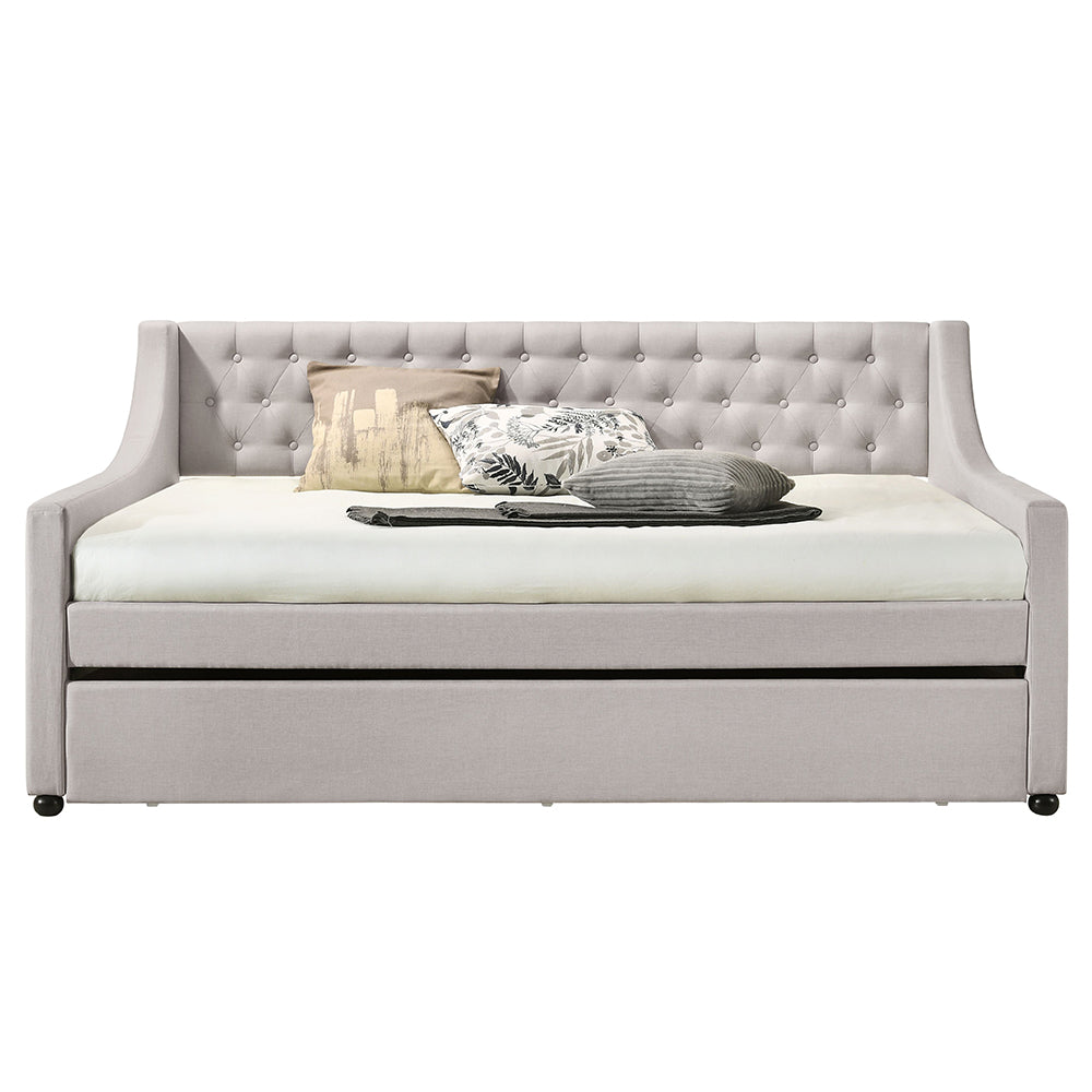 Lianna Button-Tufted Velvet Daybed with Trundle
