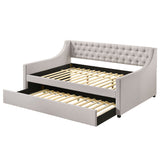 Lianna Button-Tufted Velvet Daybed with Trundle