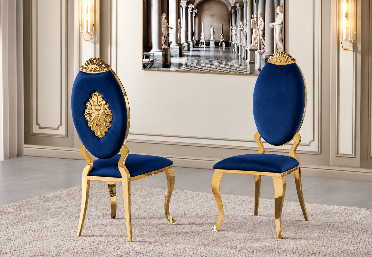Yara Velvet Dining Chair with Ornate Gold Accents – view 2