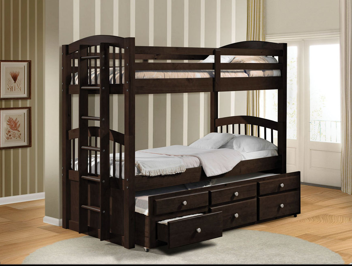 Micah Twin over Twin Bunk Bed with Trundle & Storage Drawers