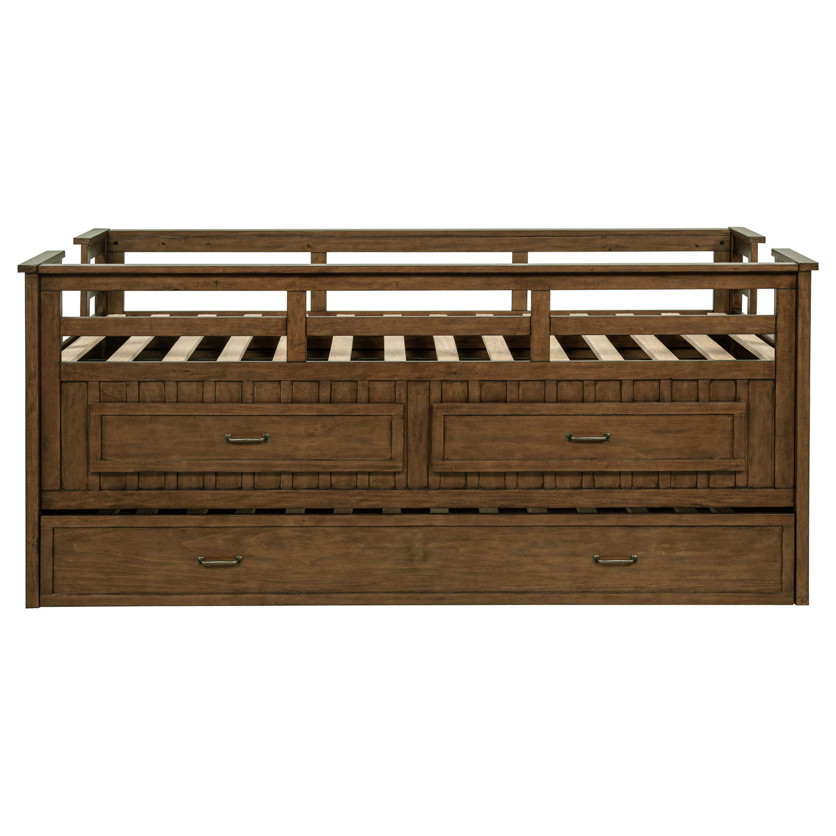 Carlsbad Twin Captain's Bed with Trundle - Storage Drawers in Medium Brown Pine – view 5