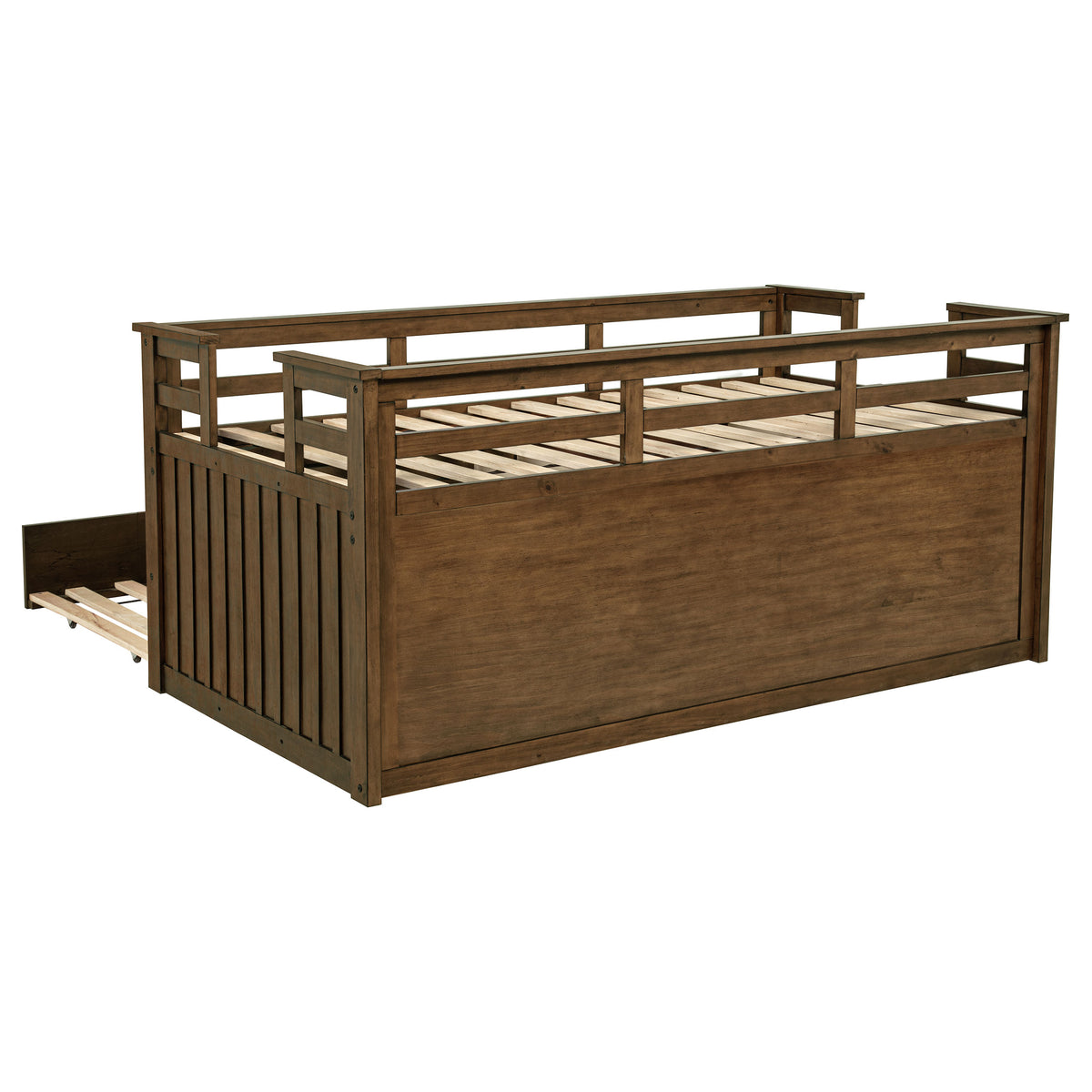 Carlsbad Twin Captain's Bed with Trundle - Storage Drawers in Medium Brown Pine – view 9