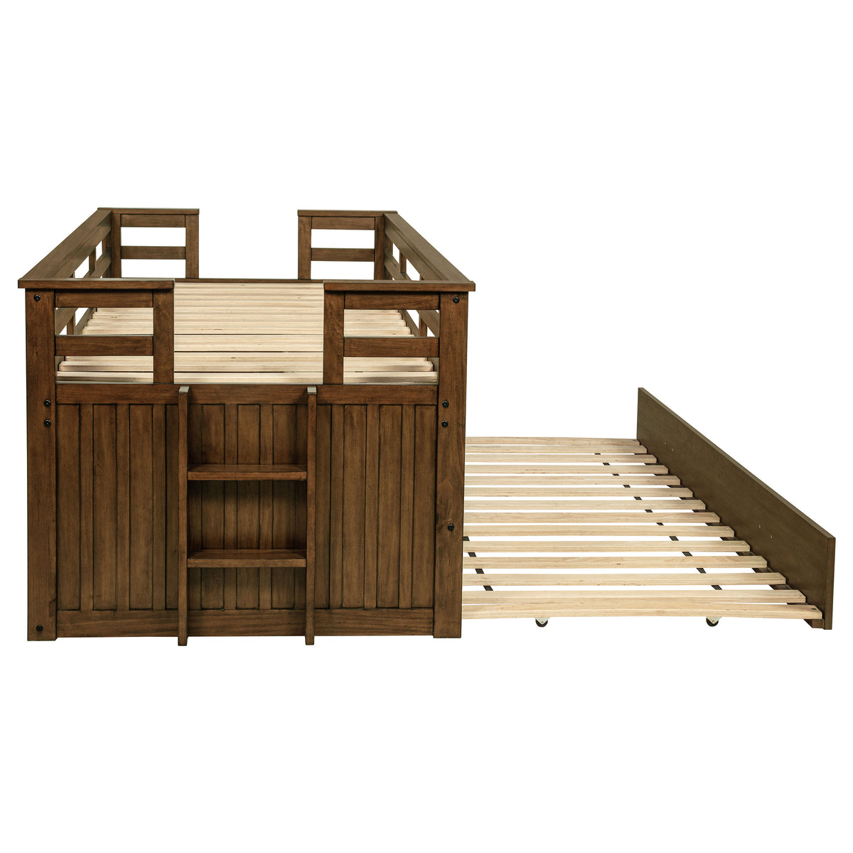 Carlsbad Twin Captain's Bed with Trundle - Storage Drawers in Medium Brown Pine – view 11